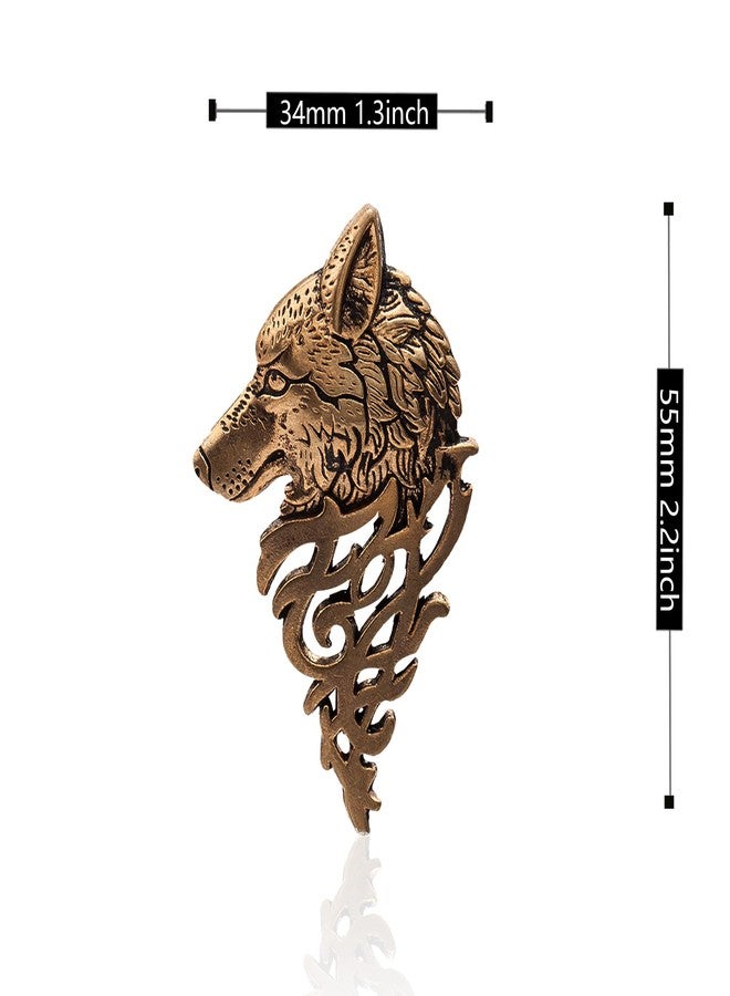 Anmpab 2 Pcs Vintage Wolf Head Lapel Brooch Set Antique Animal Suit Collar Brooch Pin Sweater Shawl Scarf Badge for Men Women (2PCS- Gold+Silver) - Image 4